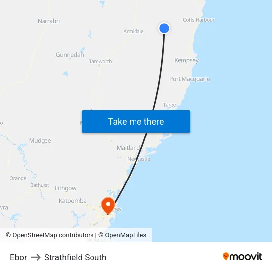 Ebor to Strathfield South map