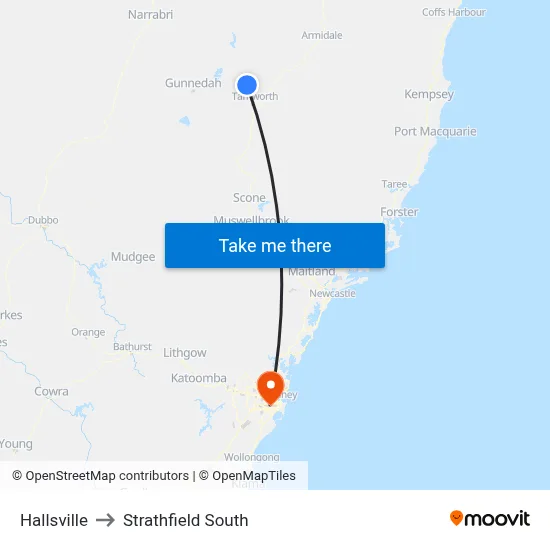 Hallsville to Strathfield South map