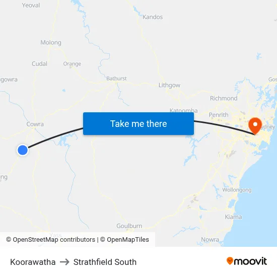 Koorawatha to Strathfield South map