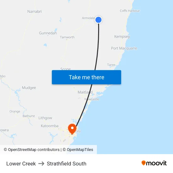 Lower Creek to Strathfield South map
