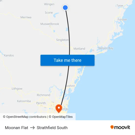 Moonan Flat to Strathfield South map