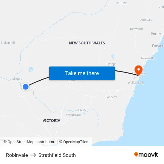 Robinvale to Strathfield South map