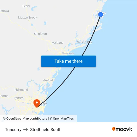 Tuncurry to Strathfield South map