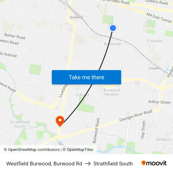 Westfield Burwood, Burwood Rd to Strathfield South map