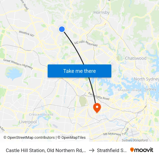 Castle Hill Station, Old Northern Rd, Stand C to Strathfield South map