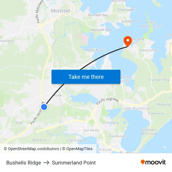 Bushells Ridge to Summerland Point map
