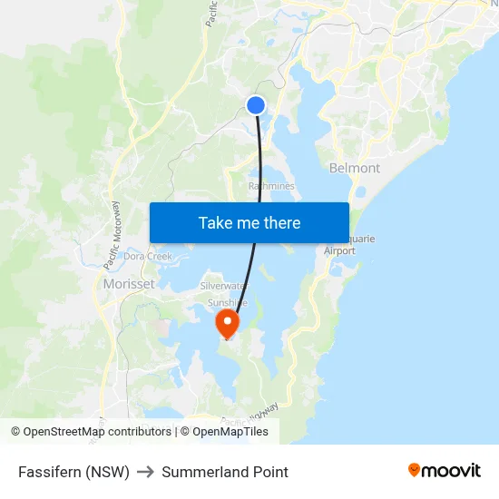 Fassifern (NSW) to Summerland Point map
