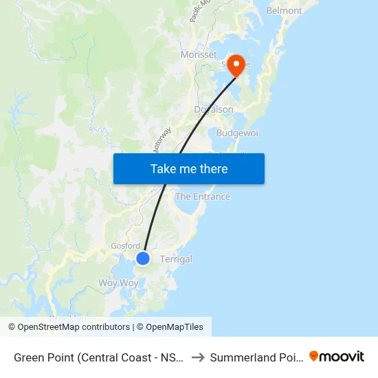 Green Point (Central Coast - NSW) to Summerland Point map
