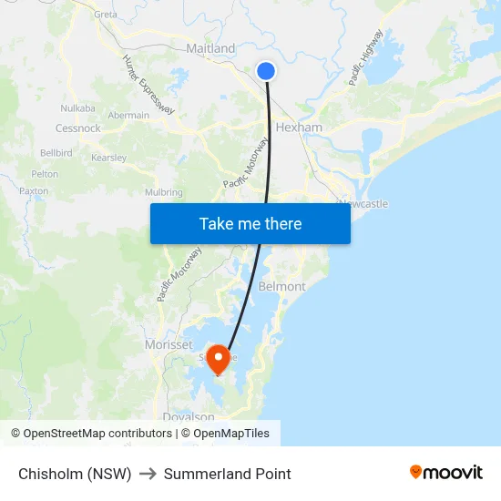 Chisholm (NSW) to Summerland Point map