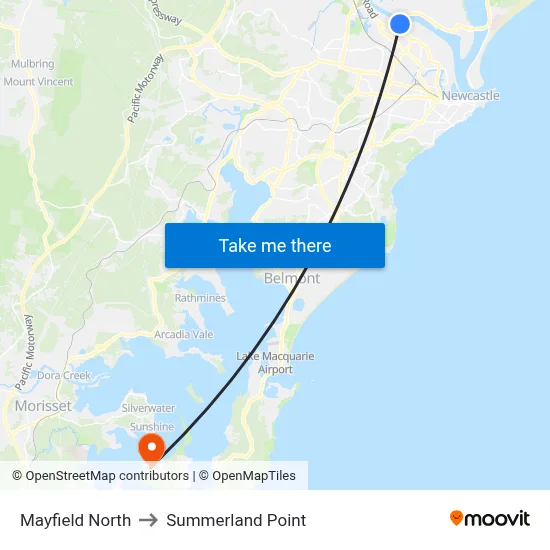 Mayfield North to Summerland Point map