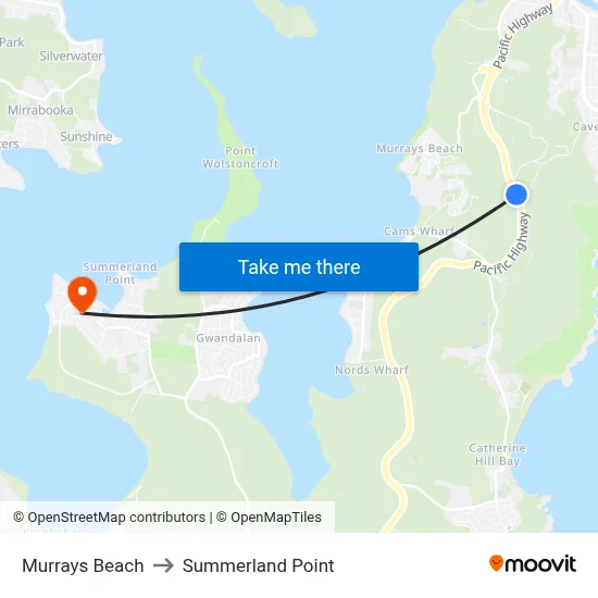 Murrays Beach to Summerland Point map