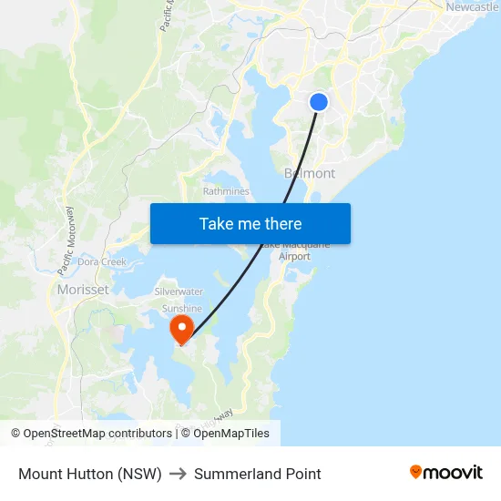 Mount Hutton (NSW) to Summerland Point map
