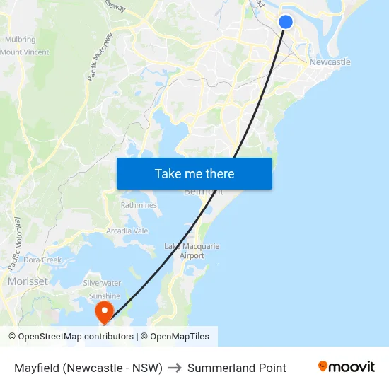 Mayfield (Newcastle - NSW) to Summerland Point map