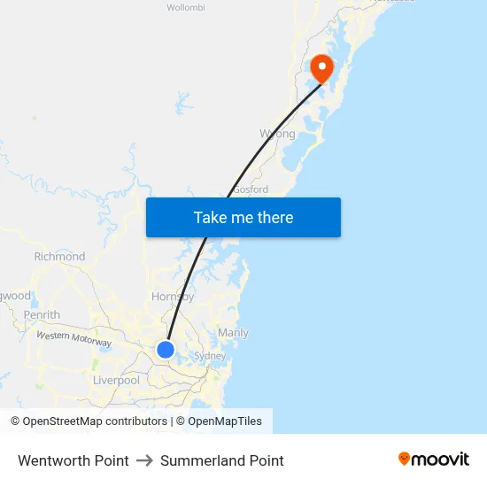 Wentworth Point to Summerland Point map