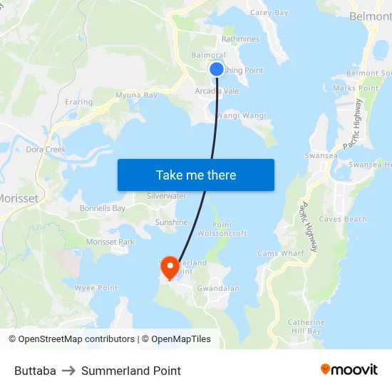 Buttaba to Summerland Point map