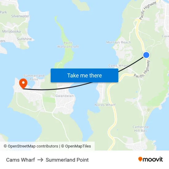 Cams Wharf to Summerland Point map