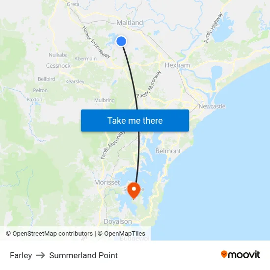 Farley to Summerland Point map