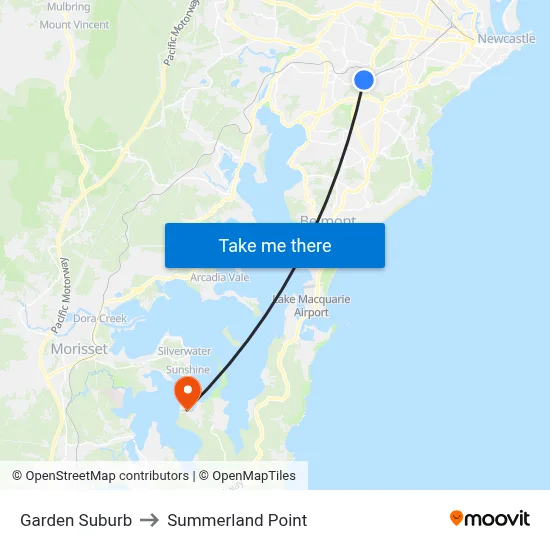 Garden Suburb to Summerland Point map