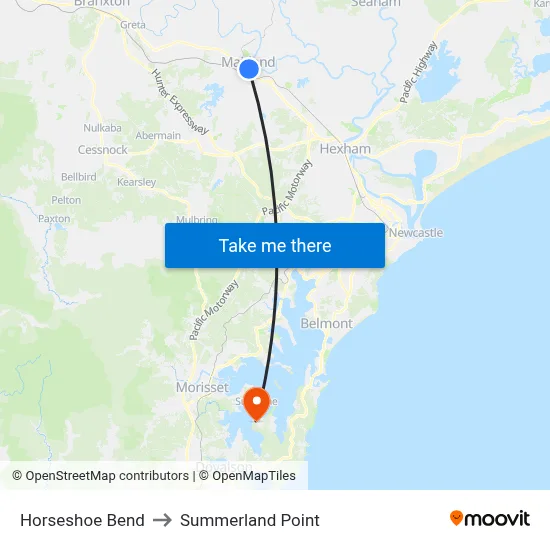 Horseshoe Bend to Summerland Point map