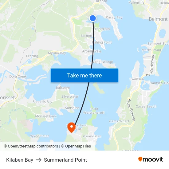 Kilaben Bay to Summerland Point map