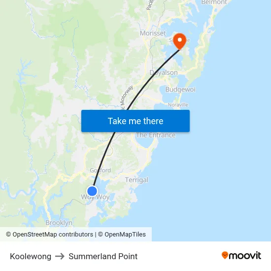 Koolewong to Summerland Point map