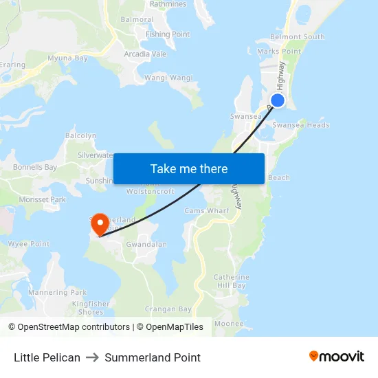 Little Pelican to Summerland Point map