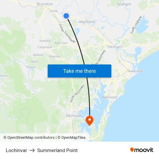 Lochinvar to Summerland Point map