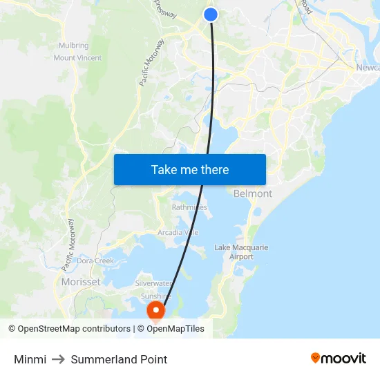 Minmi to Summerland Point map