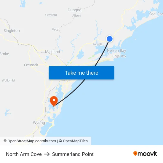North Arm Cove to Summerland Point map