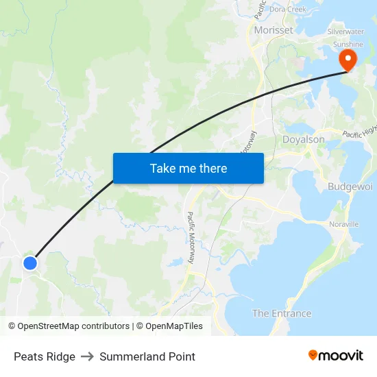 Peats Ridge to Summerland Point map
