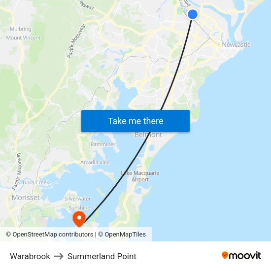 Warabrook to Summerland Point map