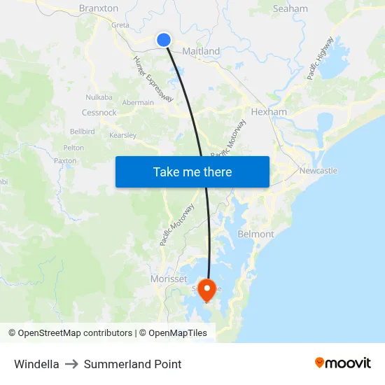Windella to Summerland Point map