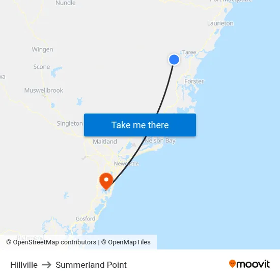 Hillville to Summerland Point map