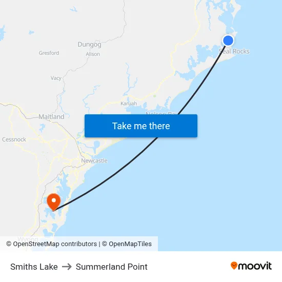 Smiths Lake to Summerland Point map