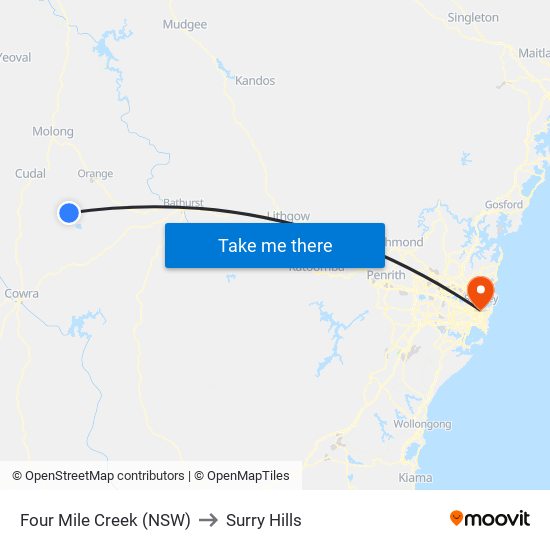 Four Mile Creek (NSW) to Surry Hills map