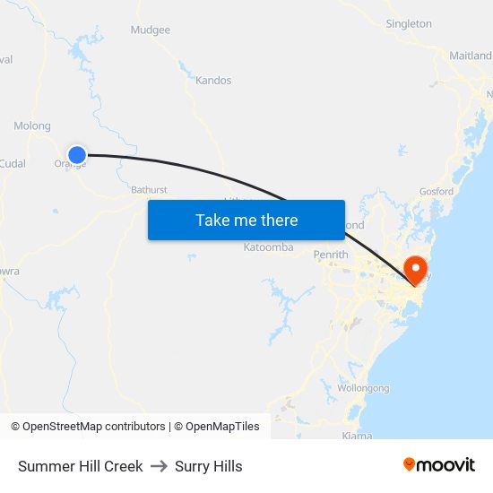 Summer Hill Creek to Surry Hills map