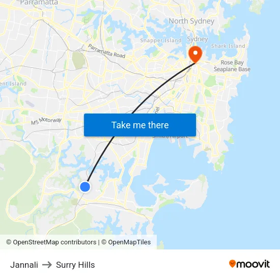 Jannali to Surry Hills map