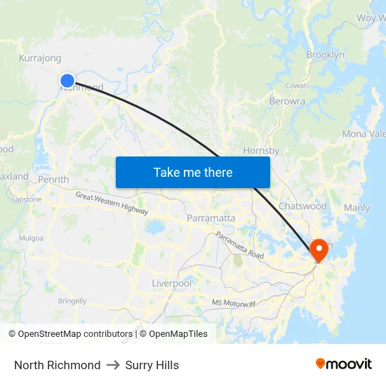 North Richmond to Surry Hills map