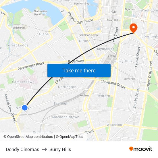 Dendy Cinemas to Dendy Cinemas map