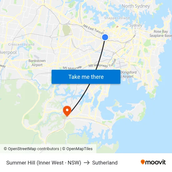 Summer Hill (Inner West - NSW) to Sutherland map