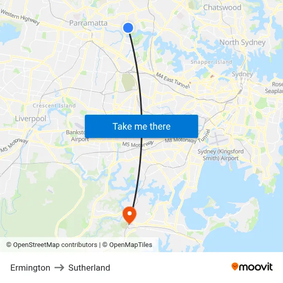 Ermington to Sutherland map
