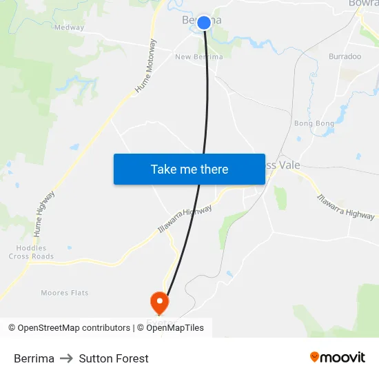 Berrima to Sutton Forest map