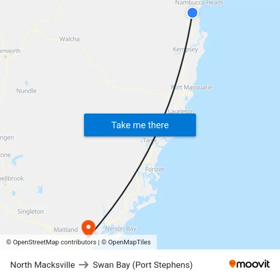 North Macksville to Swan Bay (Port Stephens) map