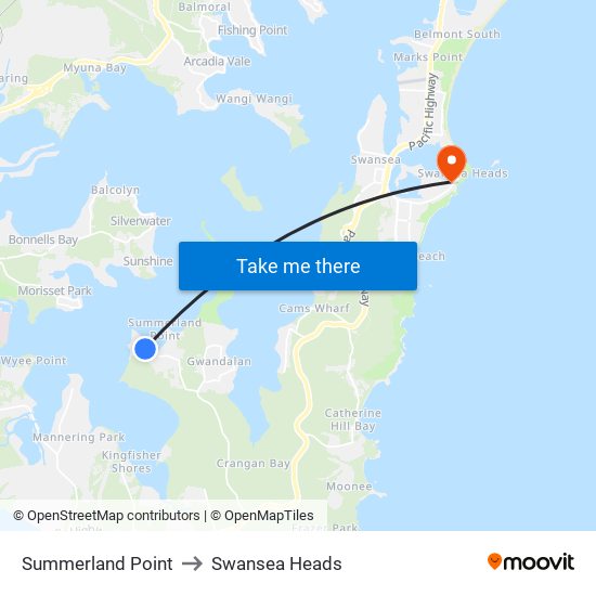 Summerland Point to Swansea Heads map