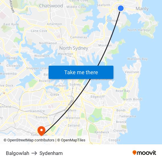 Balgowlah to Sydenham map