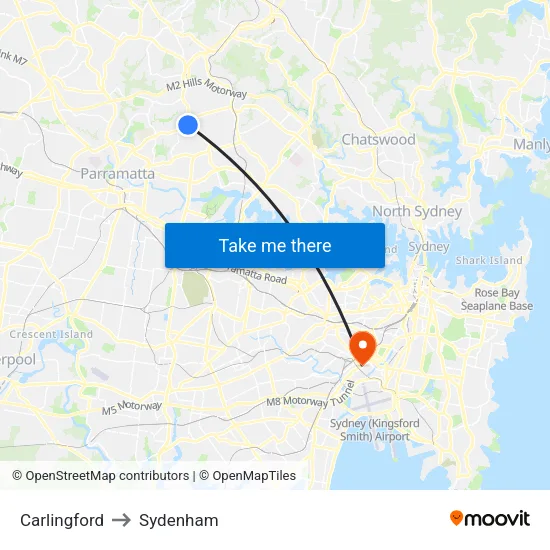 Carlingford to Sydenham map