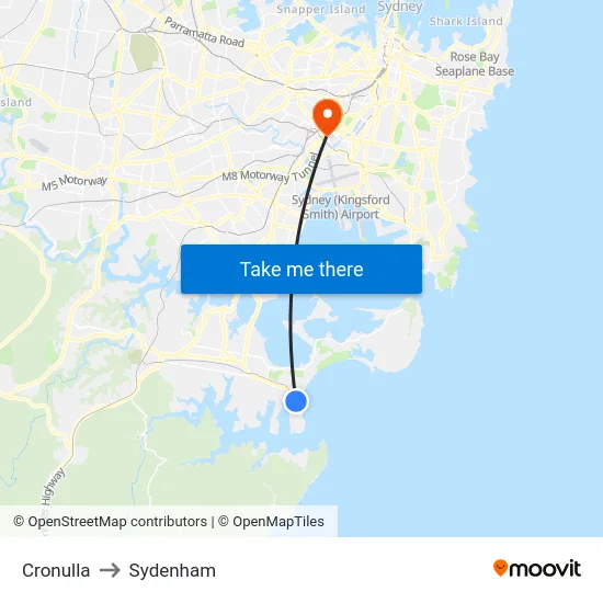 Cronulla to Sydenham map