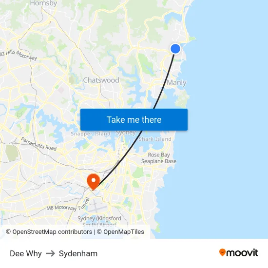 Dee Why to Sydenham map