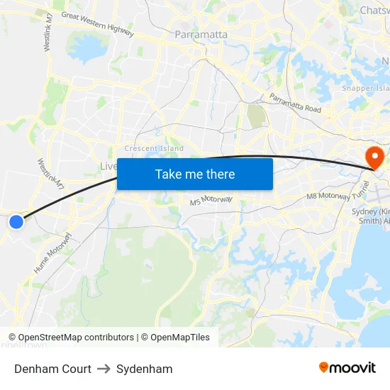 Denham Court to Sydenham map