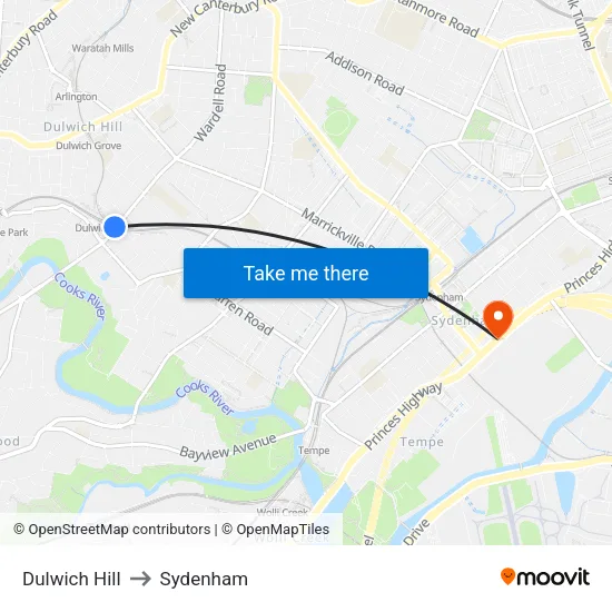 Dulwich Hill to Sydenham map